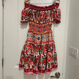 Italian summer Positano off shoulder mini dress